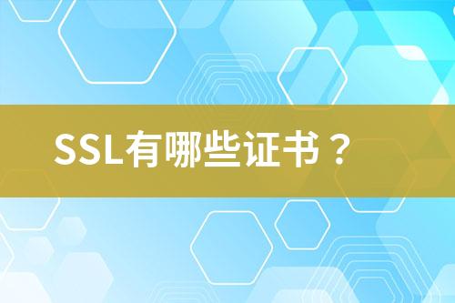 SSL有哪些证书？