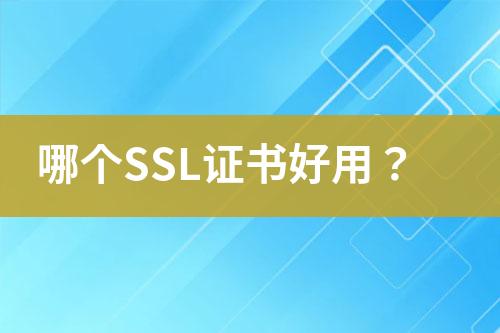哪个SSL证书好用？