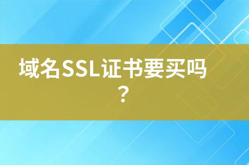 域名SSL证书要买吗？