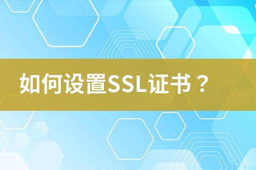 如何设置SSL证书？
