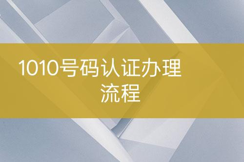 1010号码认证办理流程