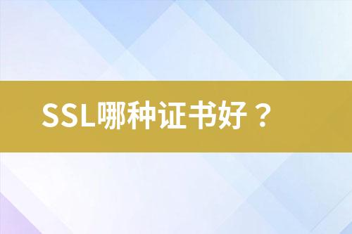 SSL哪种证书好？