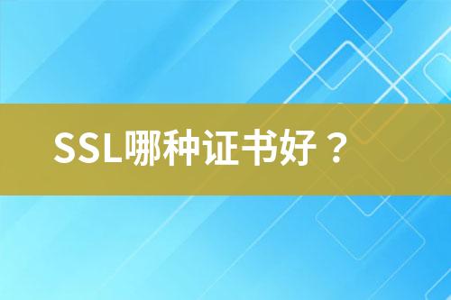 SSL哪种证书好？