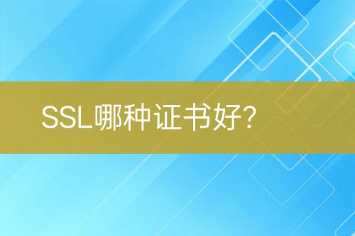 SSL哪种证书好？