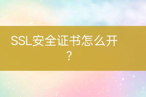 SSL安全证书怎么开？