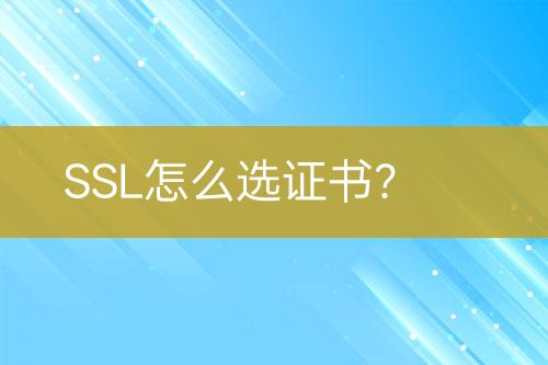 SSL怎么选证书？