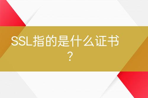 SSL指的是什么证书？