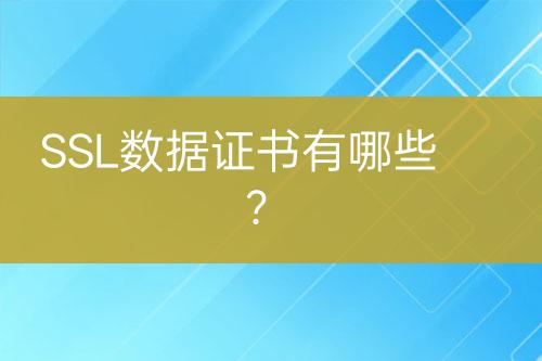 SSL数据证书有哪些？