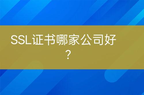 SSL证书哪家公司好？