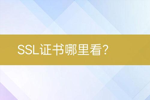 SSL证书哪里看？