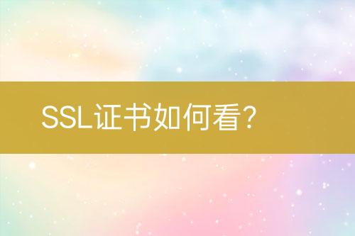 SSL证书如何看？