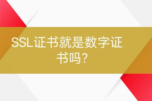 SSL证书就是数字证书吗？