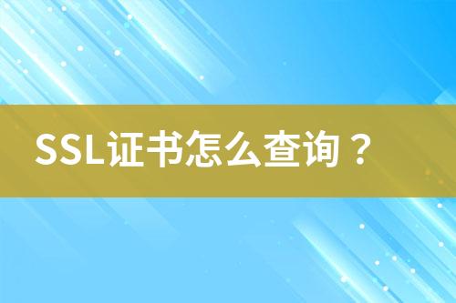 SSL证书怎么查询？