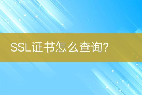 SSL证书怎么查询？