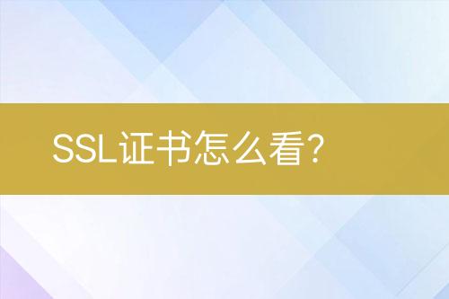 SSL证书怎么看？