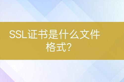 SSL证书是什么文件格式？