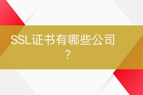 SSL证书有哪些公司？