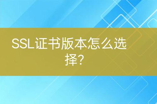 SSL证书版本怎么选择？