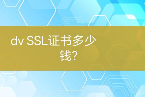 dv SSL证书多少钱？