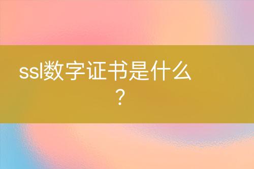 ssl数字证书是什么？