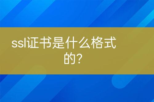 ssl证书是什么格式的？