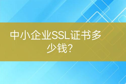 中小企业SSL证书多少钱？