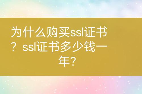 为什么购买ssl证书？ssl证书多少钱一年？