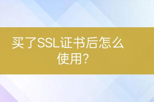 买了SSL证书后怎么使用？