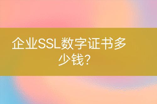 企业SSL数字证书多少钱？