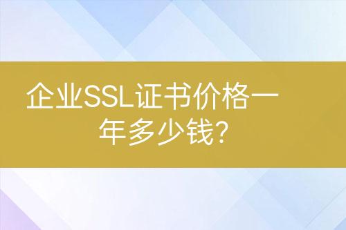 企业SSL证书价格一年多少钱？