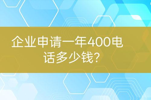 企业申请一年400电话多少钱？