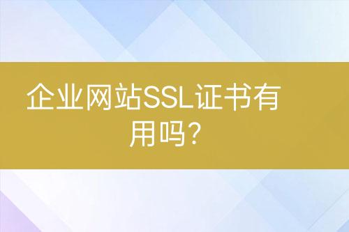 企业网站SSL证书有用吗？