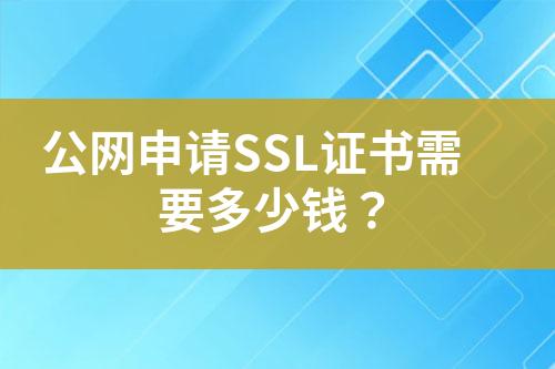 公网申请SSL证书需要多少钱？