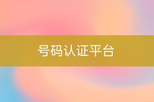 号码认证平台