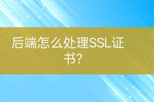 后端怎么处理SSL证书？