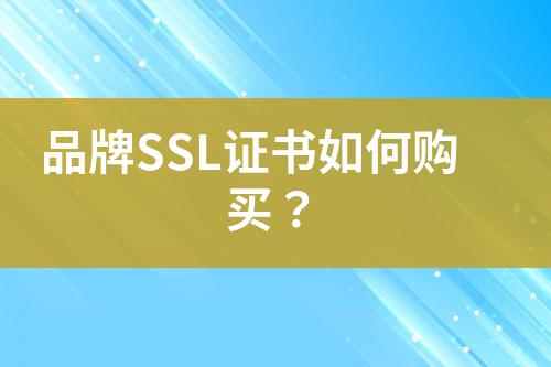 品牌SSL证书如何购买？