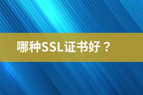 哪种SSL证书好？