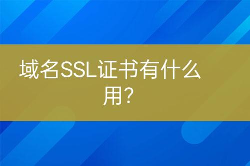 域名SSL证书有什么用？