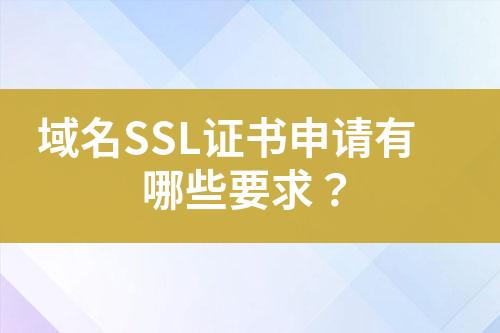 域名SSL证书申请有哪些要求？
