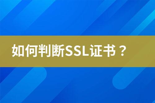 如何判断SSL证书？