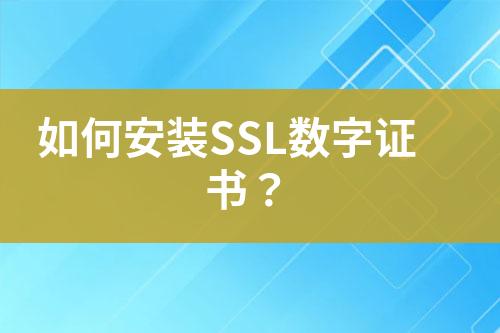 如何安装SSL数字证书？