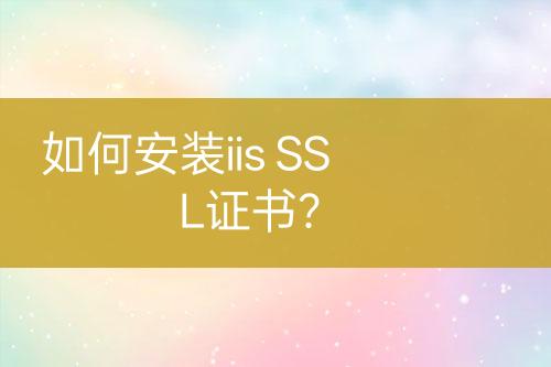 如何安装iis SSL证书？