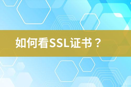 如何看SSL证书？