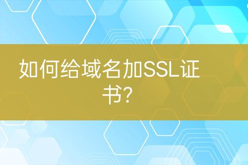 如何给域名加SSL证书？