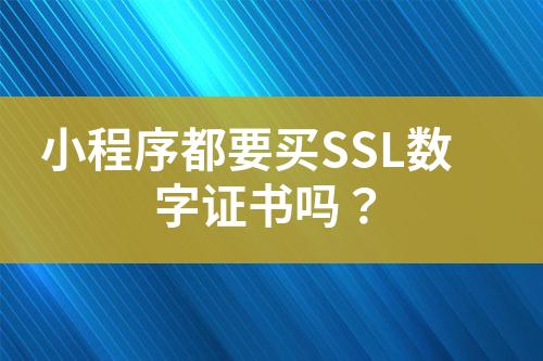 小程序都要买SSL数字证书吗？