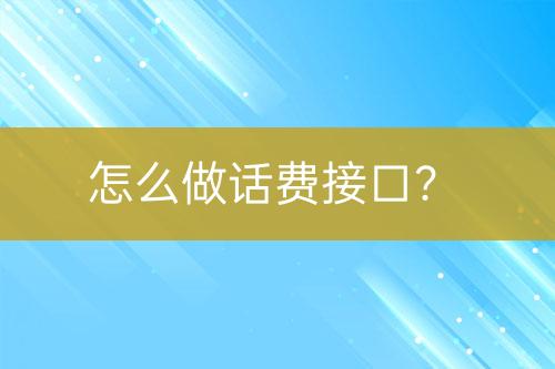 怎么做话费接口？