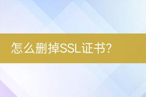 怎么删掉SSL证书？