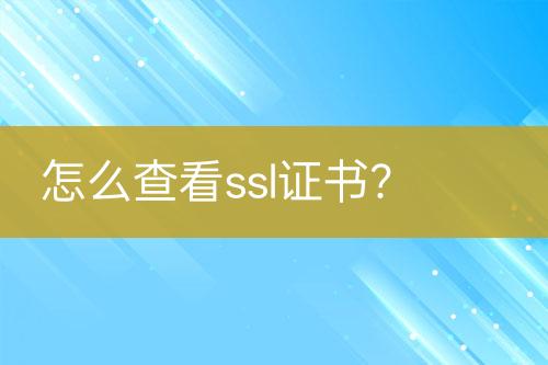 怎么查看ssl证书？