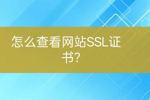 怎么查看网站SSL证书？