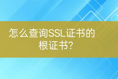 怎么查询SSL证书的根证书？